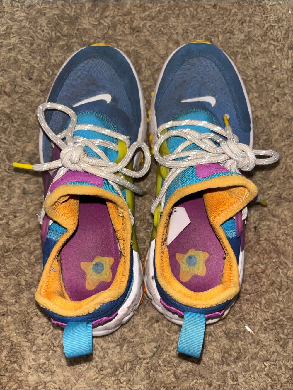 Nike Kids Colorblock Sneakers - Blue, Purple & Yellow Accents